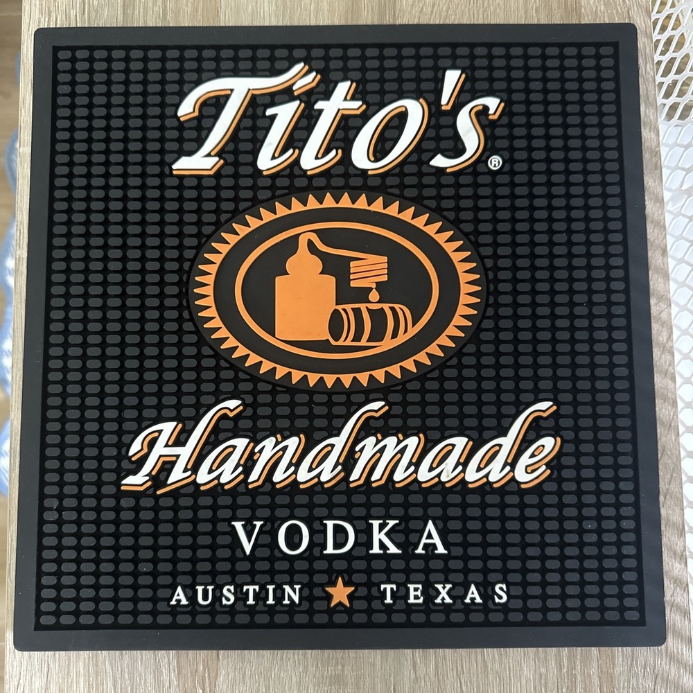 TITO'S Handmade Vodka Man Cave Counter Bar Mat 12" X 12" Square Rubber